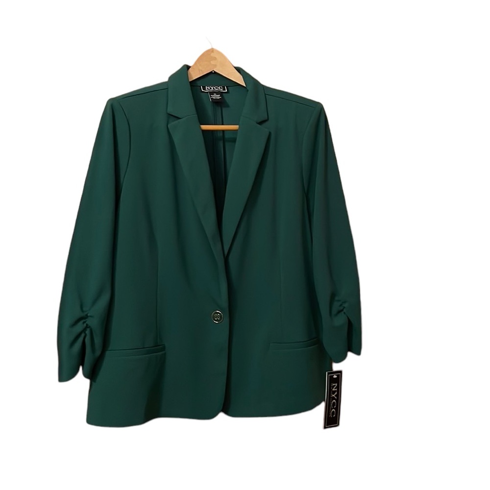 New York Clothing Company Dark Green Slim Notch Collar One Button Blazer Size XL